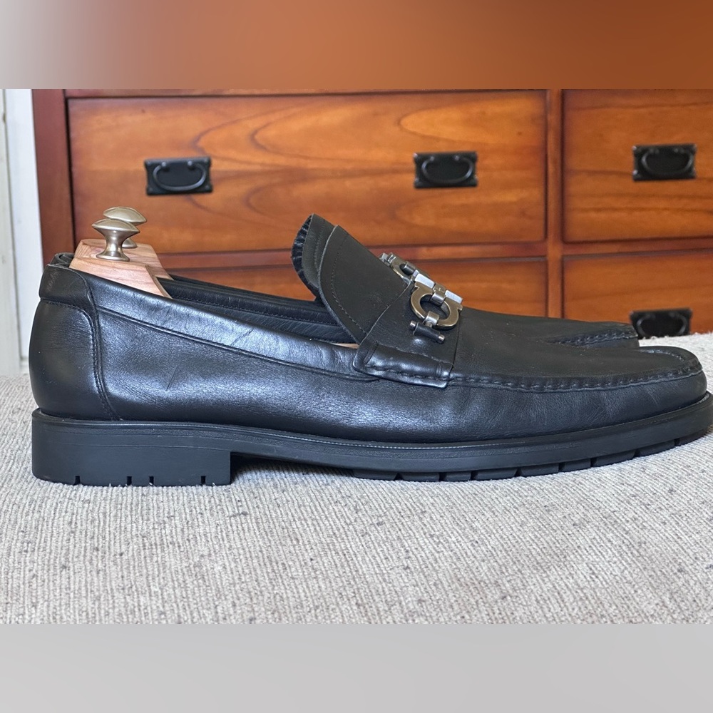 Salvatore Ferragamo David Horsebit Men’s Black Leather Dress Loafers Size 13 D - Picture 10 of 14
